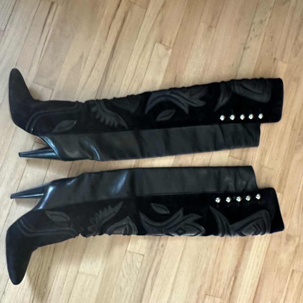 Isabel Marant Farrah thigh Embroidered Over-the-Knee Boots 39 suede - Picture 2 of 4